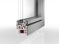 Kunststoff-Aluminium-Fenster Profil PaXabsolut Alublend 74 flächenbündig mit 3-fach Verglasung